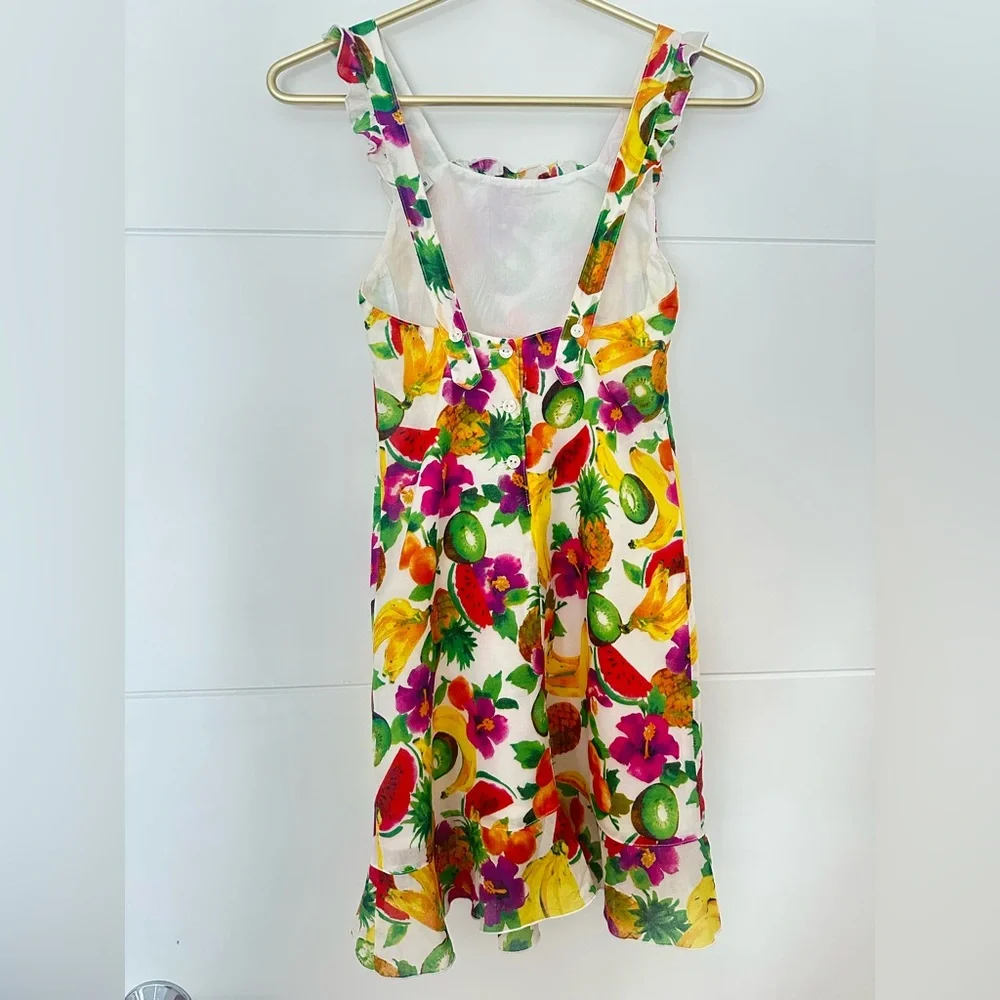 Dolce & Gabbana Girls Tropical Fruit Print Dress with Bright Multicolor Accents - Picture 3 of 8